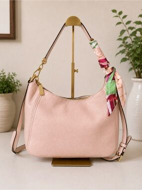 Michael Kors Fulton Blush Pink Medium Hobo Crossbody Purse Bag
